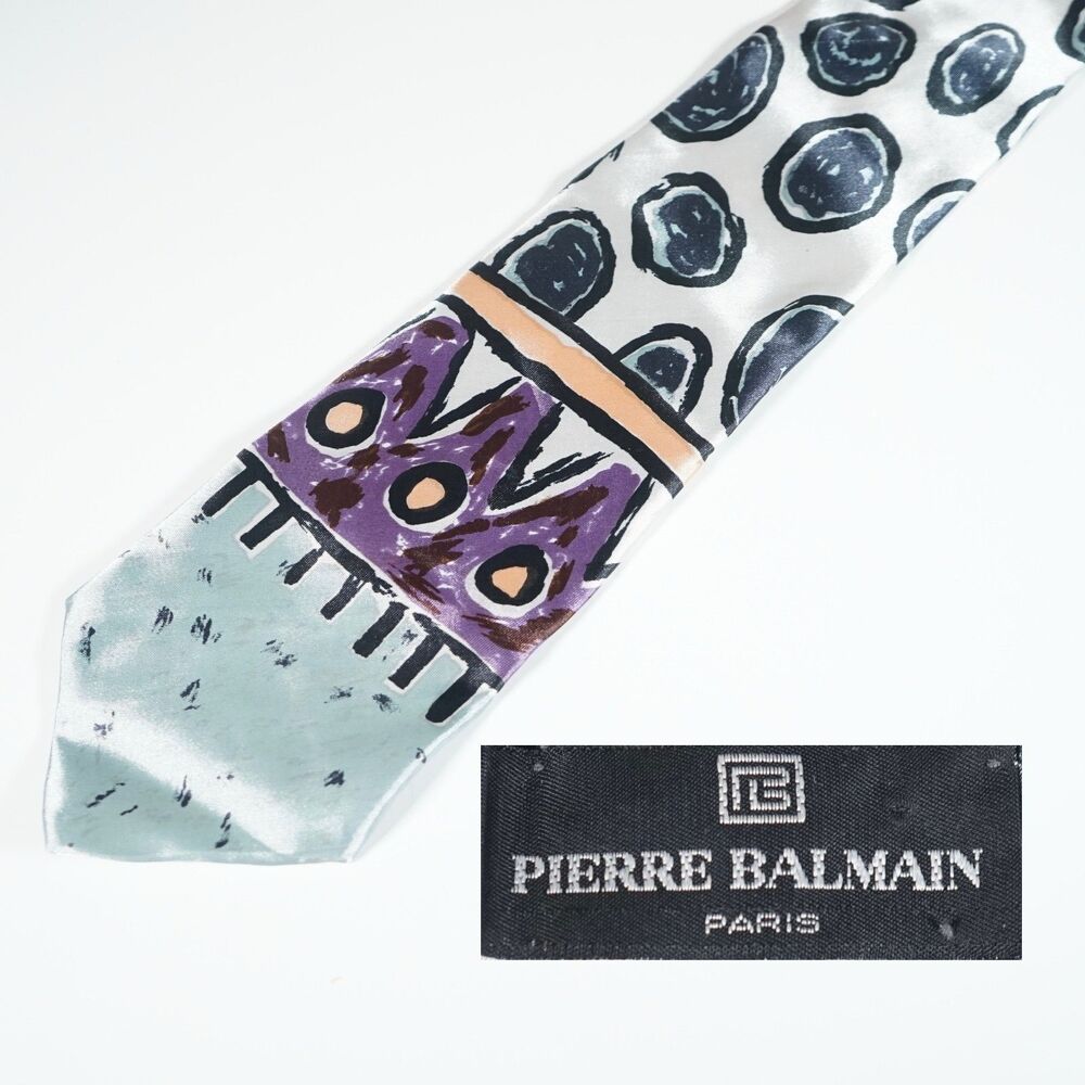 Balmain Pierre Balmain Vintage Tie Psychedelic Geometric Abstract Paint Pattern